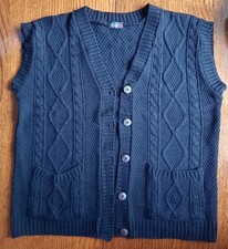 Ladies black knitted waistcoat - ladies,