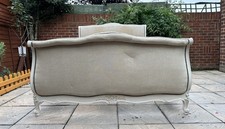 Gorgeous French Antique Shabby Chic Upholstered Double Bed Frame