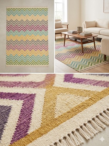 Handmade flat weave kilim rug - flat,