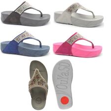 Ladies Womens Low Wedge Heel Toning Gym Flip Flops Thong Sandals Shoes 819-3