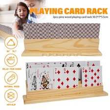 2PC Playing Card Deck Holder-80° Tilt Hands Free Cards Stand Rack-3 Rows Of Slot