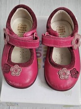 Clarks Girl First Shoes Softly Candy Raspberry Leather UK 5G with Original Box