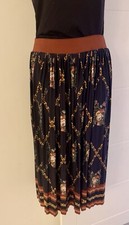 ZARA Chain Floral Pleated Maxi Skirt Size 12/14 Boho Statement RRP £79.99 
