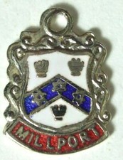MILLPORT  vintage silverplate and enamel travel bracelet town souvenir charm    