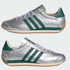 Size 8 Adidas Country OG Fashion Trainers in Silver Green unisex sneakers  