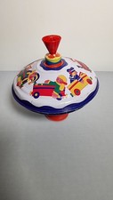 Vintage 1970s Spinning Tin Top Kids Toy Metalic Kids Game (K2)