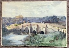 19th century watercolour of the bridge in Elstead Surrey