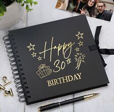 30th Birthday Black Scrapbook Photo album With Gold Script Present Design