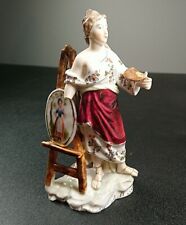 Antique Volkstedt Porcelain Figure Standing Lady Artist Easel German Marked 19th