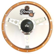 Classic Car Traditional 14" Riveted Light Wood Steering Wheel Fits Triumph Stags