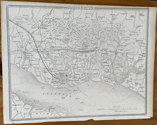 ANTIQUE MAP PORTSMOUTH ENVIRON C1836 BY THOMAS MOULE IN ENGLISH COUNTIES LIMITED