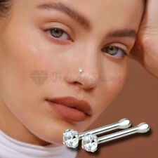 2.5MM Diamond Cut Crystal Real 925 Sterling Silver Nose Piercing Ring Stud Pair
