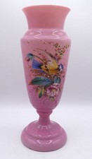 Pink Opaline Hand Painted Vase 