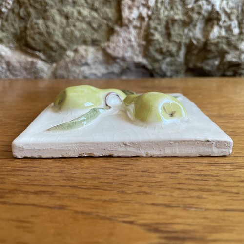 Antique hand painted - pear, tile