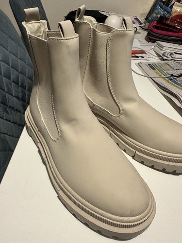 Cream ladies boots chunky heel - ladies,