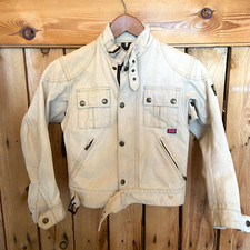 Belstaff Womans Beige Biker Jacket Gold Label UK Size 6 (Small)