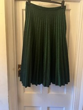 New Zara Green Sparkly Pleated Midi Skirt, Large