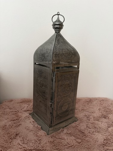 Moroccan candle lantern silver - moroccan,