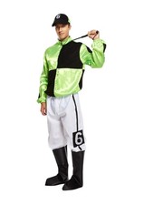 ADULT JOCKEY COSTUME MENS HORSE RACING FANCY DRESS TOP TROUSERS HAT/CAP BOOTS