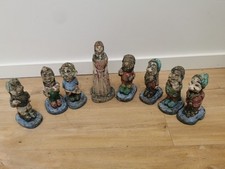 Rare Snow White And 7 Dwarfs Sculptorcraft Concrete Garden Statues Gnomes