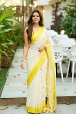 Exclusive White Yellow Saree