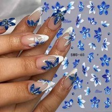 Nail Art Stickers Decals Blue