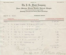 U.S. The J. G. Flook Company R.burg 1913 Sash Weights, Jambs Etc Invoice Rf42635