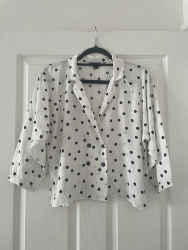 Topshop white black polka dot - white,