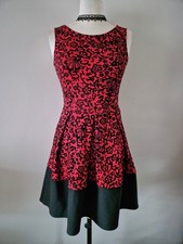 Quiz Red/Black Glitter Skater Dress Fit & Flare. Size 8/10