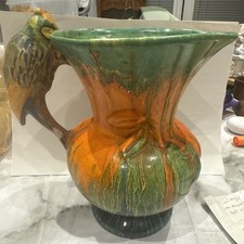 Wade Heath ORCADIA Art Deco Jug Pitcher -Orange Yellow Brown Stripes-Drip Ware