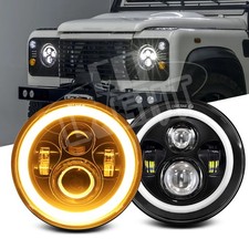 Pair 7 Inch Round LED Headlight Hi/Lo For Land Rover Defender 110, 130 Hard Top