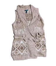 Lauren Ralph Lauren Aztec Navajo Silk Linen Long Belted Sleeveless Cardigan M