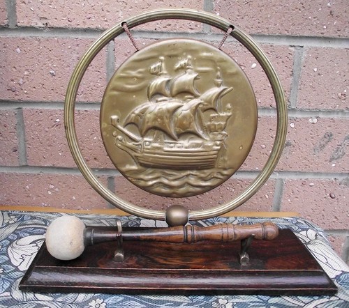 Brass ship dinner - brass, oak