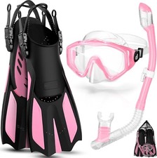 Odoland Snorkel Set, Adults & Kids Snorkeling Packages  Size M/S 3.5 -7.5