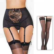 Wide lace silky Colours and Sizes FREE POSTAGE Suspender Belt AND Stockings