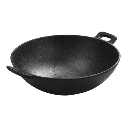 Cast iron wok seasoned - iron,
