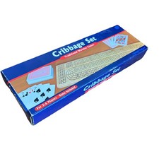 Cribbage wooden board set new unused, Board And Cards Still Sealed