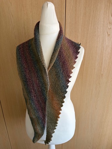 Hand knitted hitchhiker scarf - hand,
