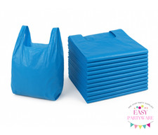 Plastic Vest Carrier Bags Blue or White Bags for  Supermarkets, Shops - Reusable