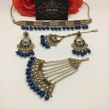 Indian Jewellery Set Necklace Earrings Jhoomar Tika Indian Bridal set Choker Set