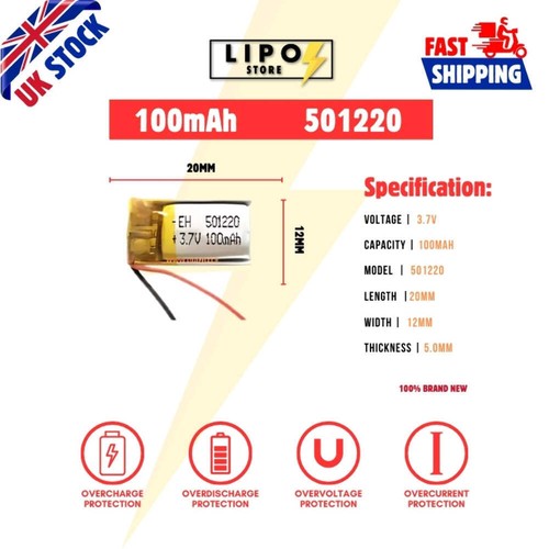 501220 100mah lipo - 501220,