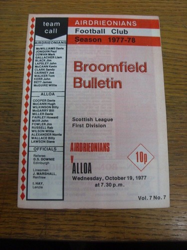 1977 airdrieonians v - 19/10/1977,
