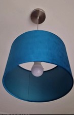 John Lewis Jenny Velvet Cylinder Lampshade, Teal, Diameter 30cm x Height 20cm