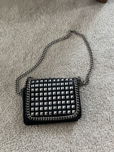Zara black studded crossbody - black,