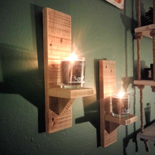 Wooden Candle Plant Holder