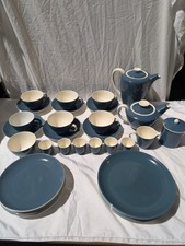 Poole Pottery Breakfast Serving Teaset For 6 Egg Cups, Coffee & Tea Pot Etc Blue