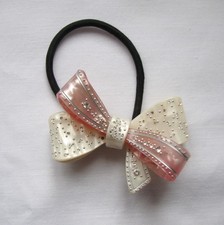 Vintage MIMCO  Pink White Lucite Bow Hair Band Diamante