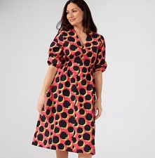 Helene Berman Circle Print V neck Dress. Mono. Size 12. BNWT. RRP £144.