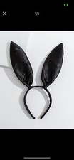 Black Fabric Bunny Rabbit Ears Wire Aliceband Headband Animal Fancy Dress