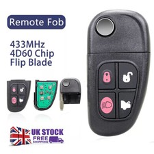 for Jaguar XJ XJR X Type S Type 4 Button Flip Remote Key Fob 433MHz UK